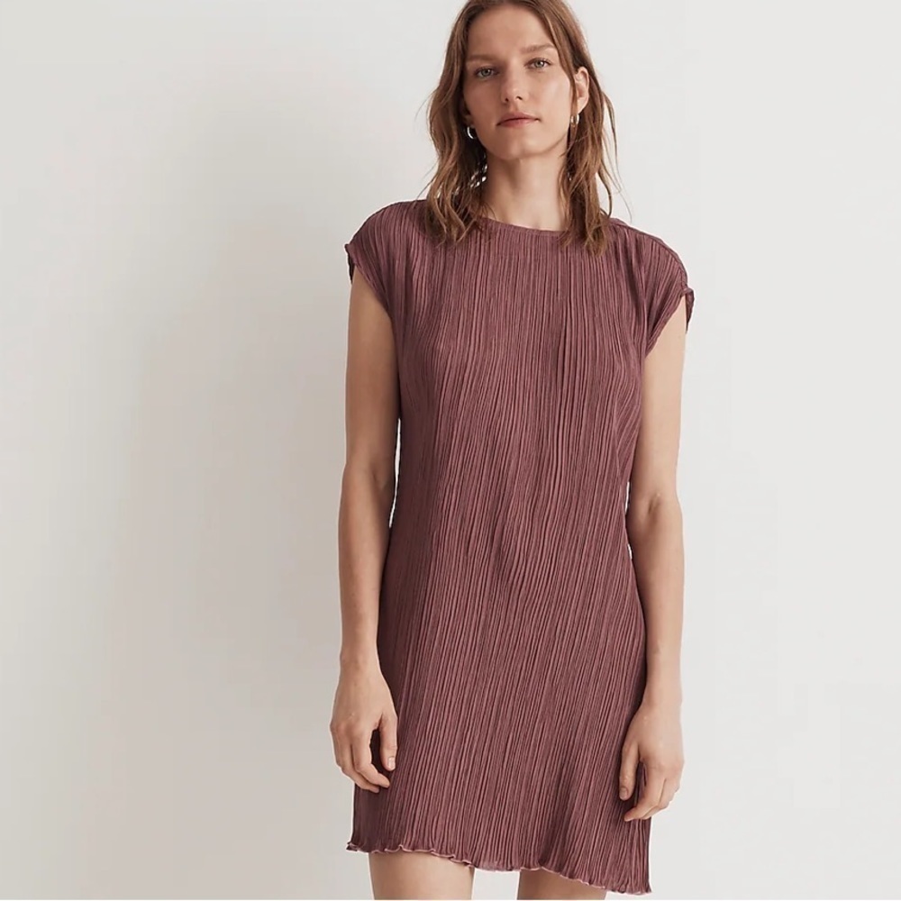 Madewell Plissé Mini Tee Dress pressed grape